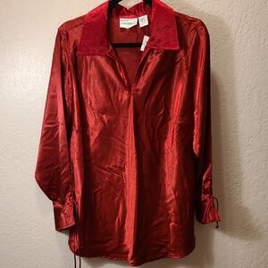 Fashion Bug Vibrant Red Satin Top